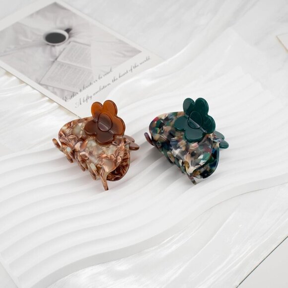 2 Pack Handmade Flower Acetate Claw Clips Large Stylish Hair Accessories main image 4